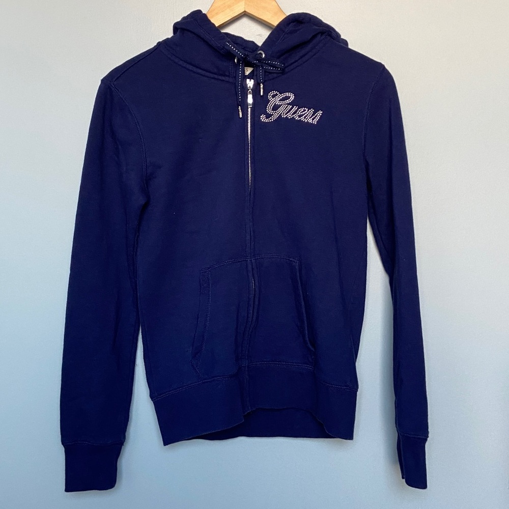NWOT kids Guess dark blue zip up hoodie M